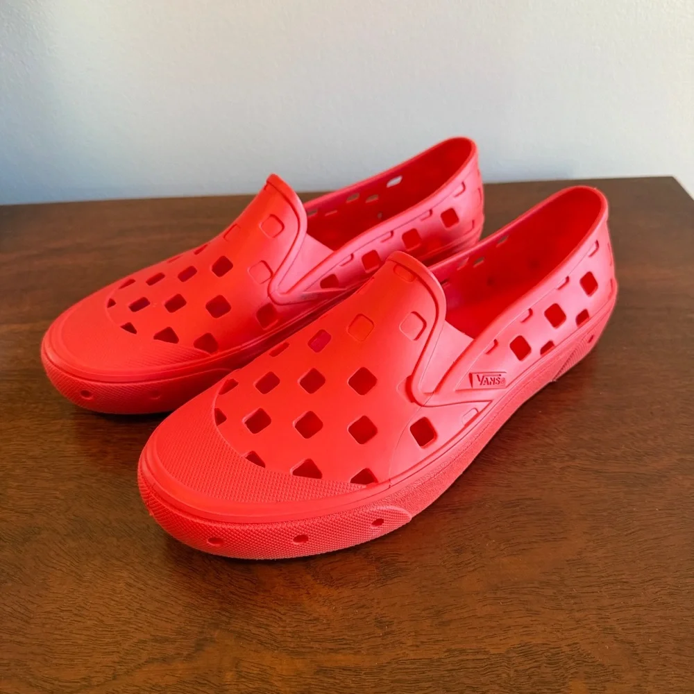 Vans Men’s Slip-On Perforated Boat Shoes in Red